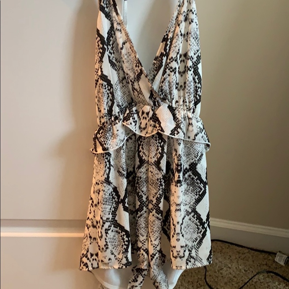 Snake print halter romper